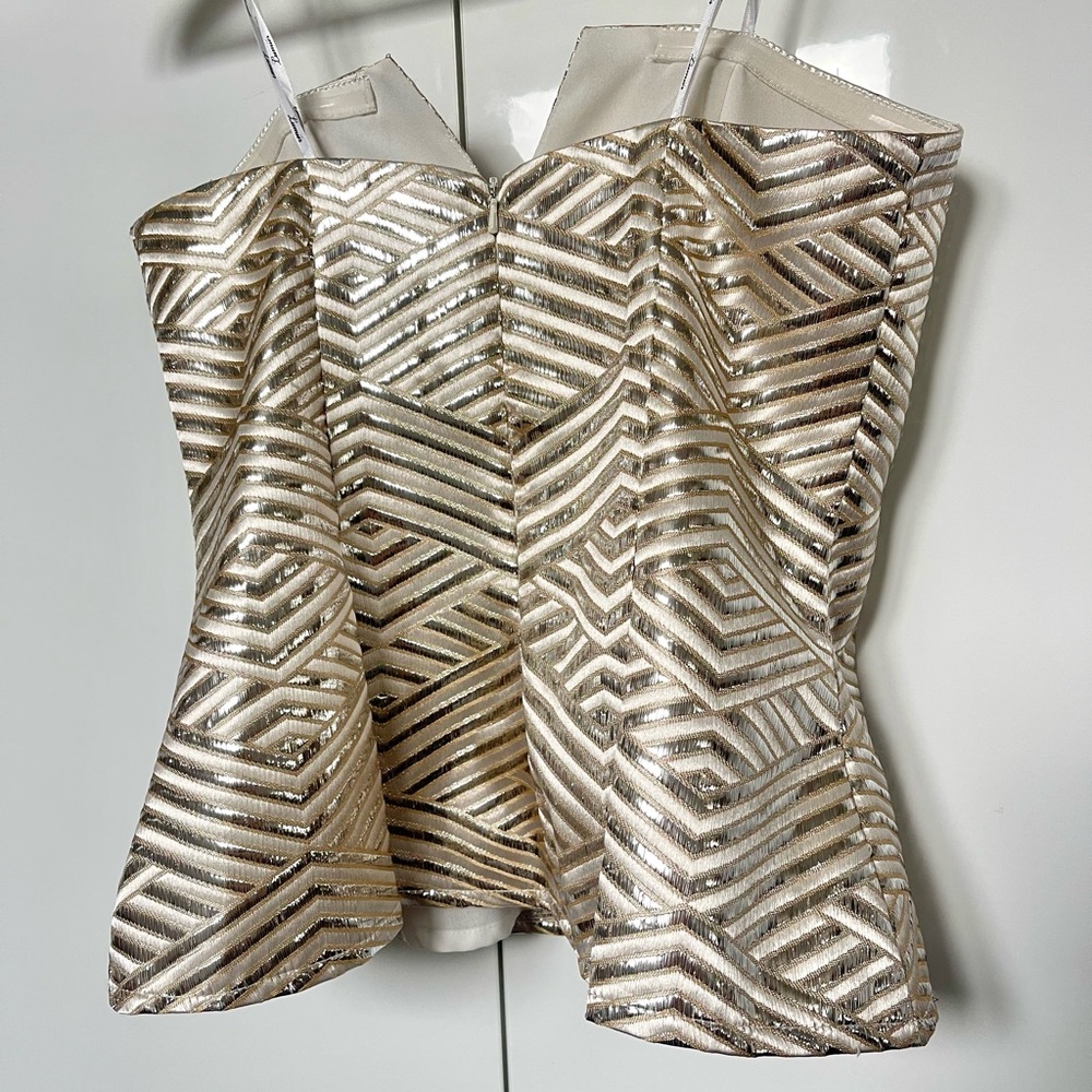 Lumier by Bariano Strapless Metallic top sz Small - Picture 3 of 5
